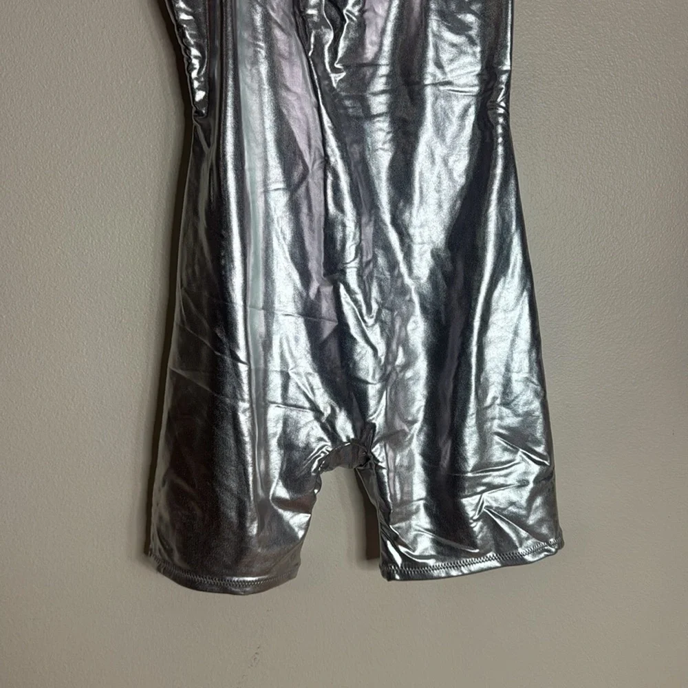 SKIMS Metallic nickel cycle Bodysuit size medium